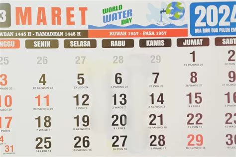 Kalender Jawa Bulan Maret Lengkap Dengan Hari Libur Dan Weton