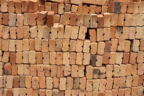 Pile Of Bricks Which Is Prepared For Construction Red Brick Wall At