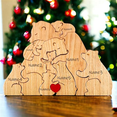 Personalisierte Holzb Ren Familienpuzzle Etsy De