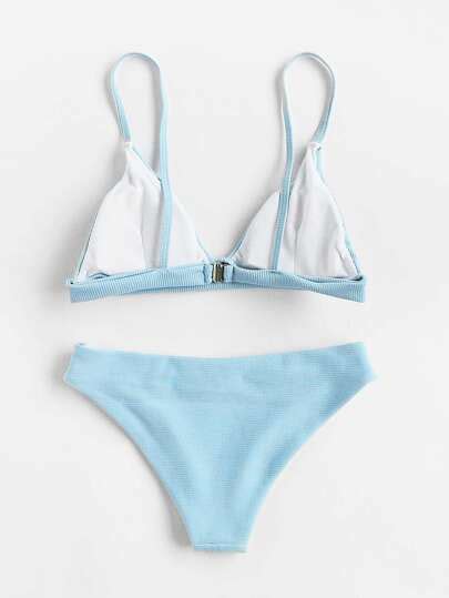 Seam Detail Triangle Bikini Set Shein Sheinside