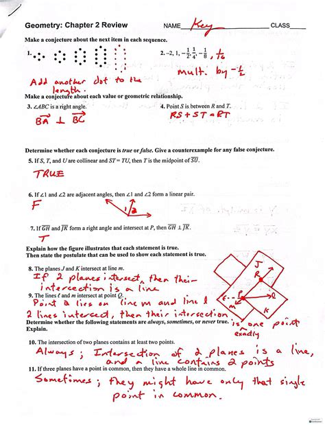 Geo Ch. 2 Review answers - Geometry: Chapter 2 Review NAME Key CLASS
