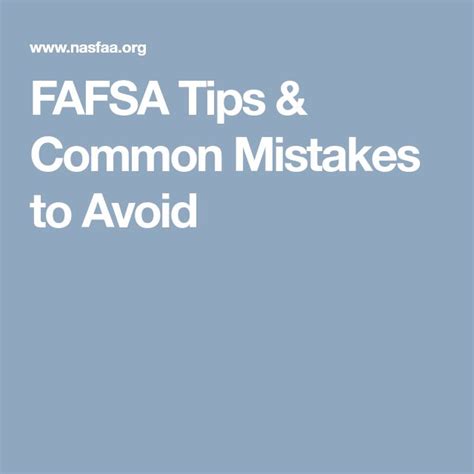 FAFSA Tips Common Mistakes To Avoid Fafsa Tips Mistakes