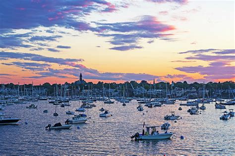 Marblehead MA Sunset over Marblehead Harbor and Abbot Hall Photograph ...