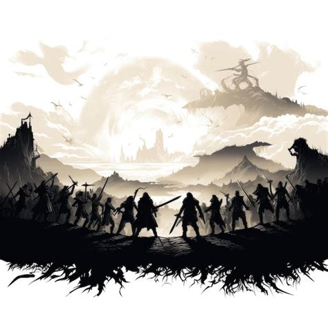 Premium AI Image | InkEnchanted Skirmish HandDrawn Silhouette of a DnD ...