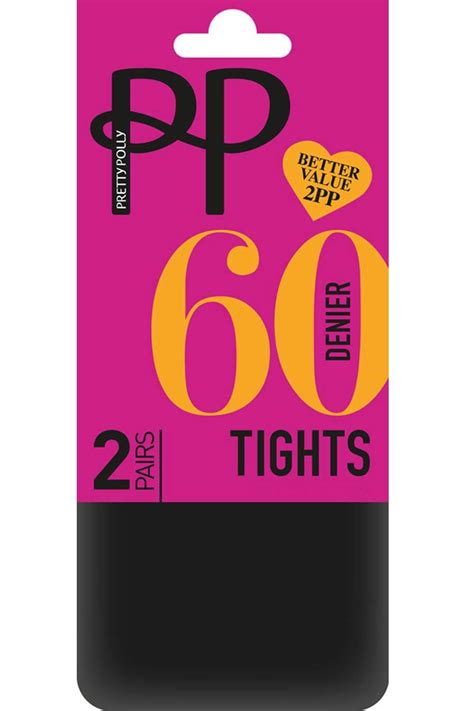 Pretty Polly 60 Denier Black Opaque Tights With Silk Finish 2 Pr Pack