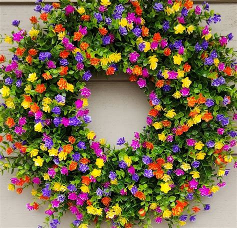 Spring Flower Wreath, Spring Wreath Front Door, Summer Flower Wreath ...