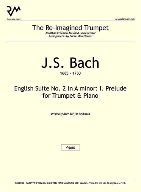 Bach J S English Suite No 2 Prelude For Trumpet Piano