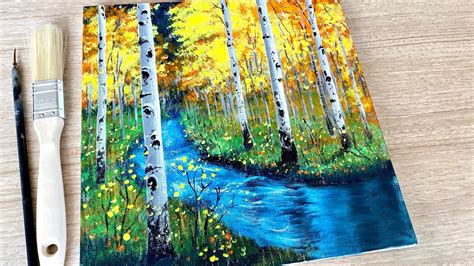 How To Paint Birch Trees Easy Acrylic Painting For Beginners Daily Challenge 108 Youtube