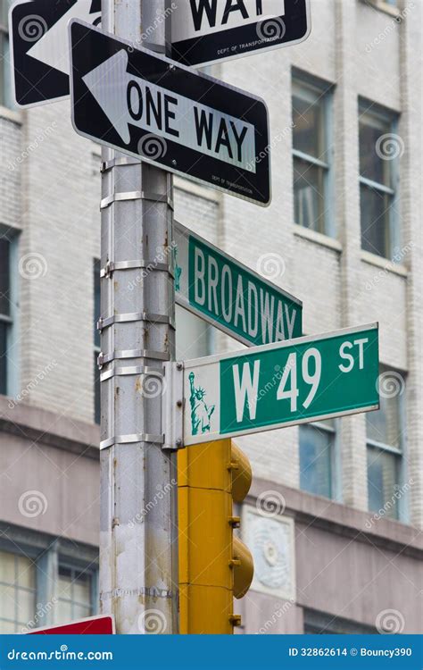 49th Street in New York City Stock Photo - Image of detail, broadway ...