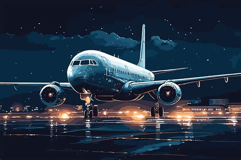 Passenger Plane Takes off at Night Graphic by saydurf · Creative Fabrica