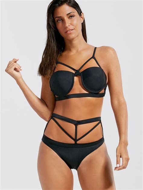 Caged Strappy Underwire Bikini Set Unbranded Bikini Underwire