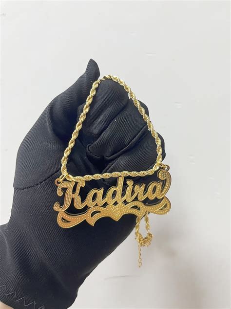 K Gold Filled Name Plate Nameplate Necklace Double Plated Name