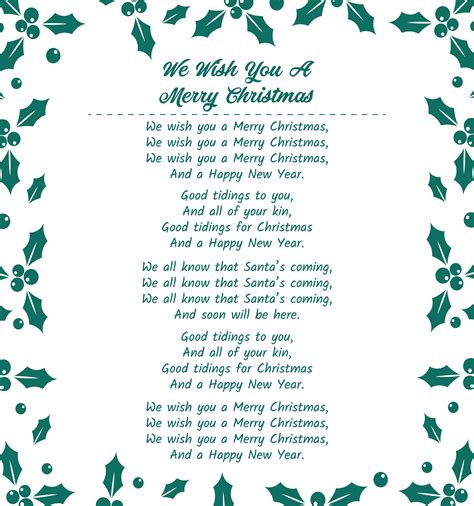 Printable Christmas Carols Lyrics