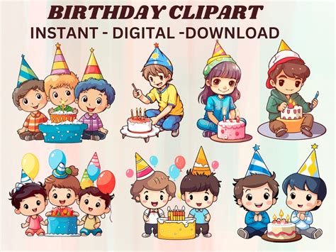 Happy Birthday Clipart, Kids Birthday Clipart Pack, Birthday Party ...