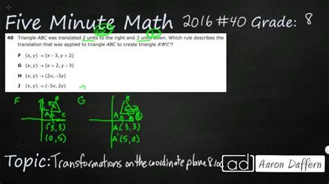 8th Grade Staar Practice Transformations On The Coordinate Plane 8 10c 3 Youtube