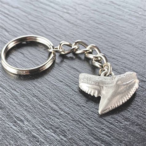 Shark Tooth Keychain Shark Tooth Keyring Tiger Shark Tooth Etsy