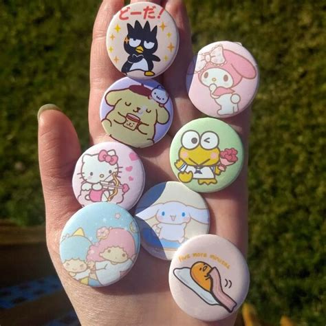 Sanrio 125 Buttons Badges Pins Set Kawaii Hk Cute My Etsy