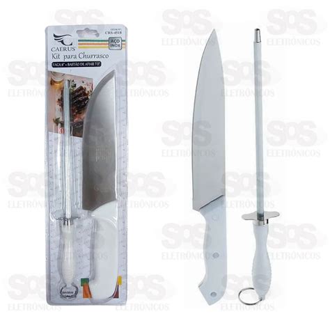 Kit Para Churrasco 2 Peças em Aço Inox Caerus CRS 1221