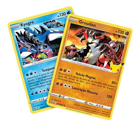 Kit Carta Pokémon Lendários Groudon E Kyogre Celebrações Parcelamento