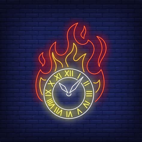 Free Vector Burning Clock Neon Sign