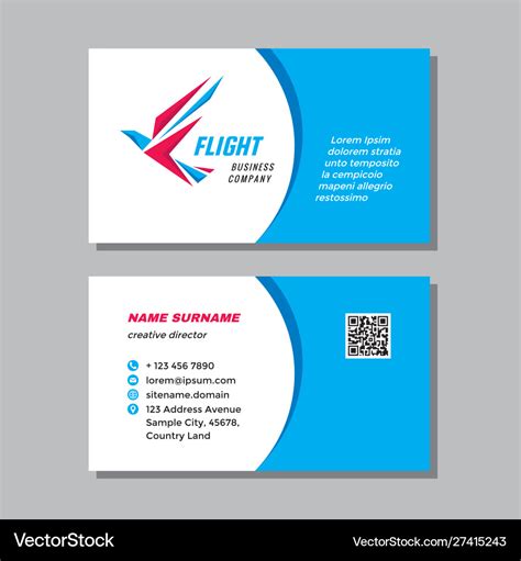 Business Visit Card Template With Logo Concept Vector Image