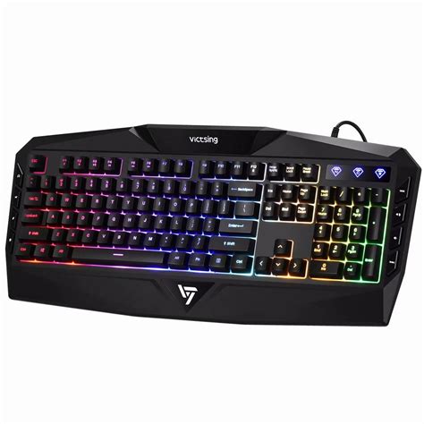 Victsing Rainbow Led Backlit Wired Gaming Keyboard With Ergonomic