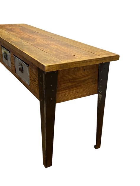 Industrial Work Table with 3 Metal Drawers – Antiquities Warehouse