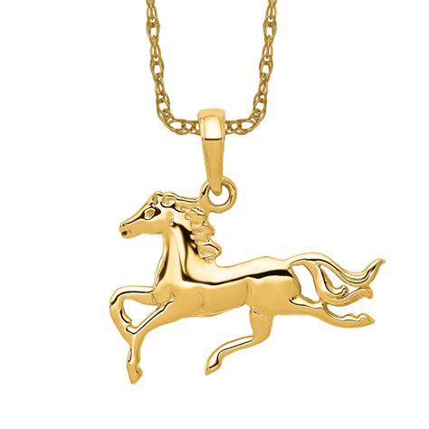 10k Yellow Gold Horse Head Necklace Animal Lover Pendant Equestrian