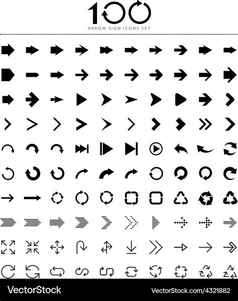 100 basic arrow sign icons set Royalty Free Vector Image