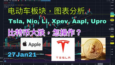 美股分析27Jan21 电动车板块图表分析TSLANIOXPEVLIAAPL以及UPRO比特币大跌怎操作