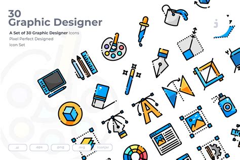 30 Graphic Design Icon set | Outline Icons ~ Creative Market