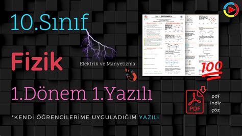 10 Sınıf Fizik 1 Dönem 1 Yazılı PDF 2023 Elektrik ve Manyetizma