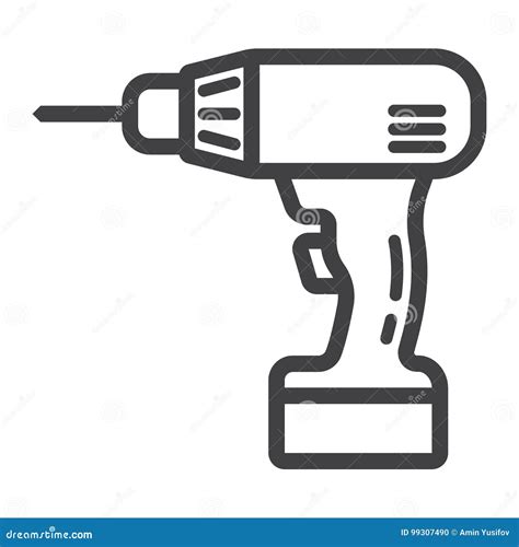 Línea Icono Estructura Y Reparación Del Taladro Eléctrico Ilustración