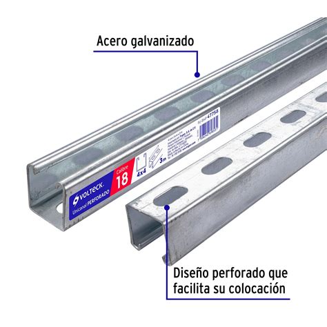 Perfil Unicanal Perforado De 3 M 4 X 4 Cm Cal 18 Volteck Cables Y