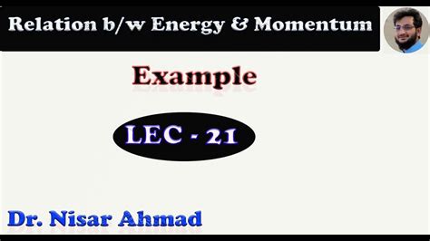 Example Relation Between Energy And Momentum Special Theory Of