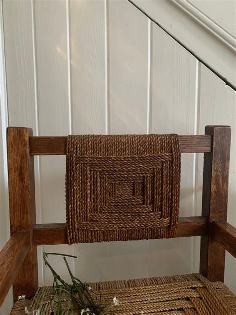 Small Vintage Woven Rush Chair Reclectic