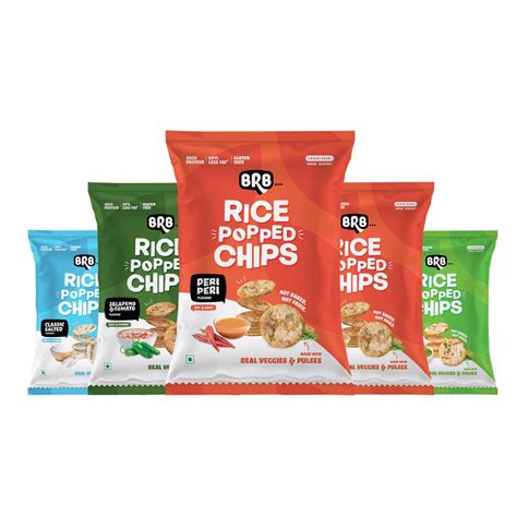 Brb Rice Popped Chips Assorted Flavours Pack Of 5 Boozlo