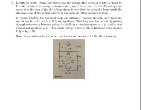 Solved (d) Electric Network: Ohm's law states that the | Chegg.com