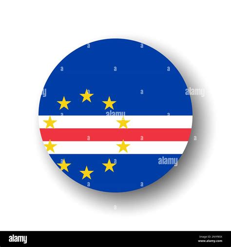 Cape Verde Flag Flat Vector Circle Icon Or Badge With Dropped Shadow