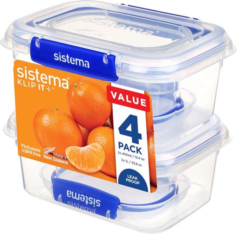 Amazon Sistema KLIP IT PLUS Food Storage Containers 4 Piece