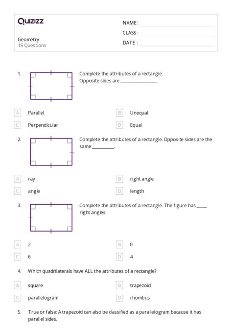 50 Classifying Quadrilaterals Worksheets For 2nd Year On Quizizz