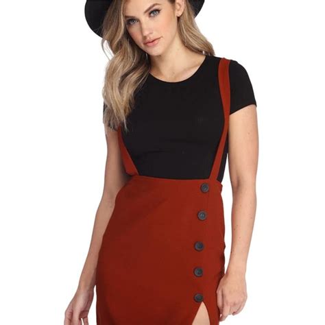 Windsor Skirts Windsor S Rust Red Button Up High Rise Suspender