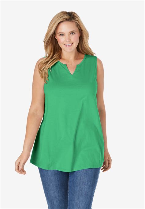 Notch Neck Tank Top Plus Size Tank Tops Woman Within