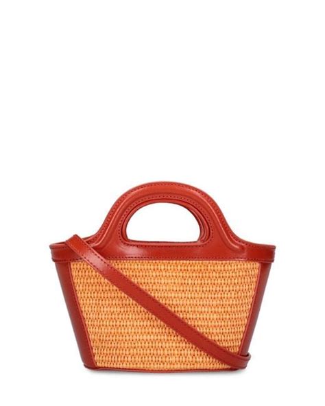 Marni Micro Tropicalia Raffia Effect Bag In Orange Lyst