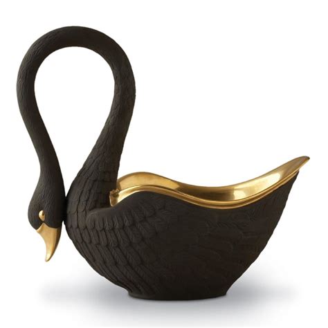 Swan Bowl Medium Black Matterns Floral