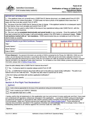 Fillable Online Casa Govcms Gov Form 61 2INotification Of Issue Of CASR