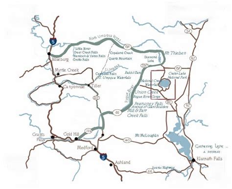 Oregon Maps Crater Lake Rogue Umpqua Rivers