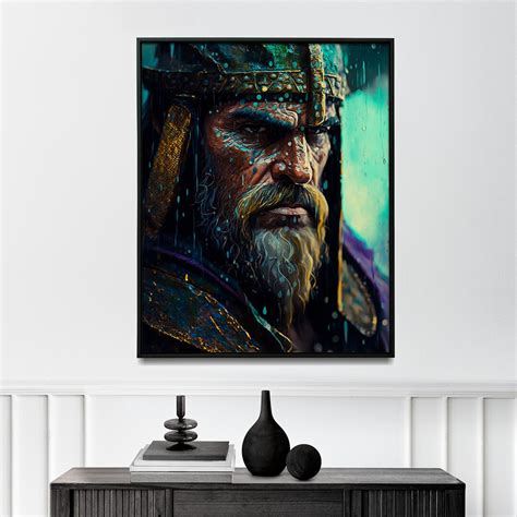 Viking Warrior Painting Warrior Wall Art for Home Tribal Warrior Poster ...