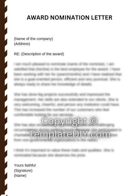 Award Nomination Letter Sample With Examples In Pdf And Word Award Template Lettering Letter