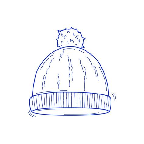 Premium Vector Vector Illustration Of Knitted Hat With Pompom In Sketch Style Isolated On